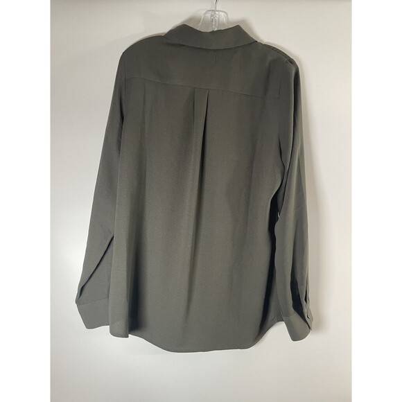 Halogen Women’s Button Down Dress Work career Business Shirt Dark Green M - Picture 2 of 6